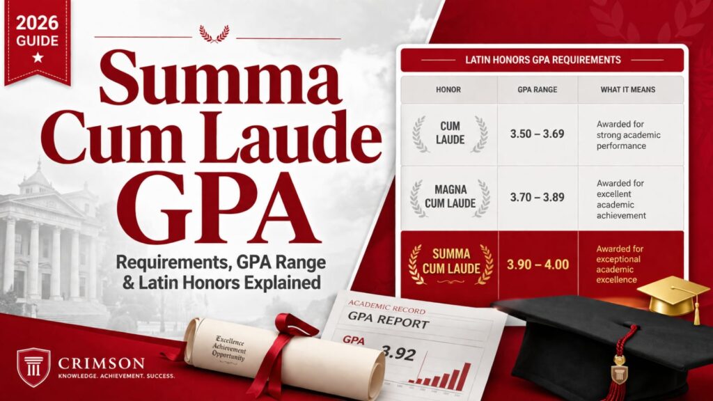 Summa cum laude GPA requirements chart comparing Latin honors