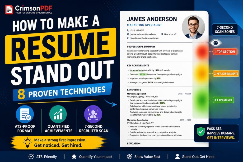 How to make a resume stand out infographic showing scientifically proven techniques