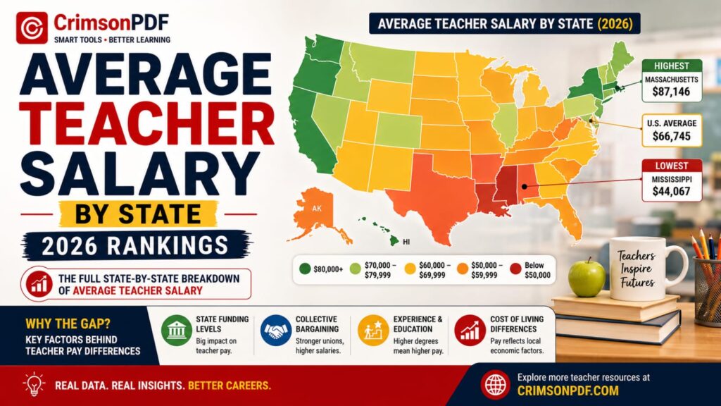 USA Average Teacher Salary by state