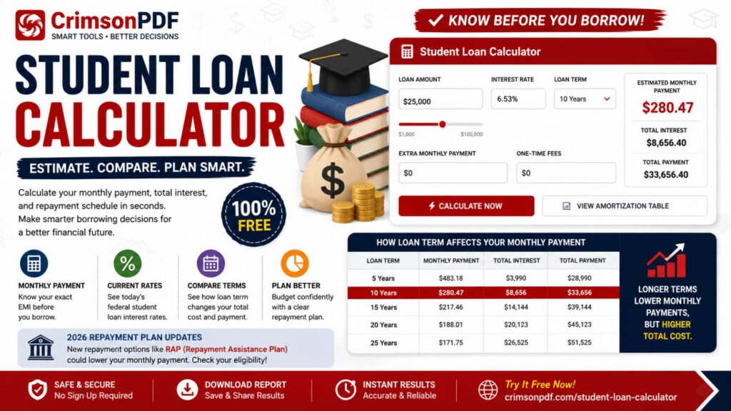 Chart comparing student loan monthly payments across different repayment terms